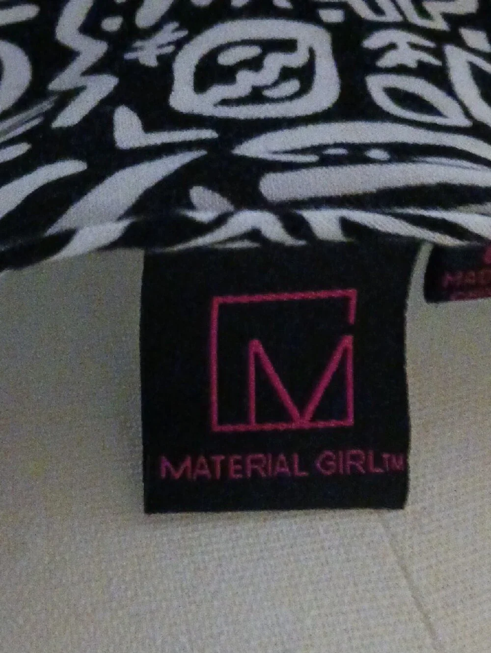 Material Girl- Black & White Patterned Scoop Neck Tank Top - Picture 2 of 13
